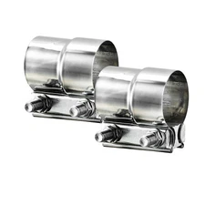 2PCS Stainless Steel 2inch Lap Joint Exhaust Band Clamp  For Fit Muffler Pipe