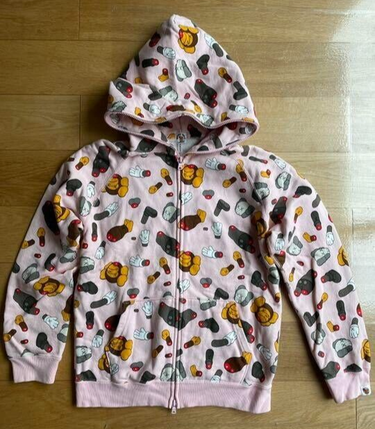 BAPE × Kaws Milo Full Zip Hoodie pink A Bathing Ape Size