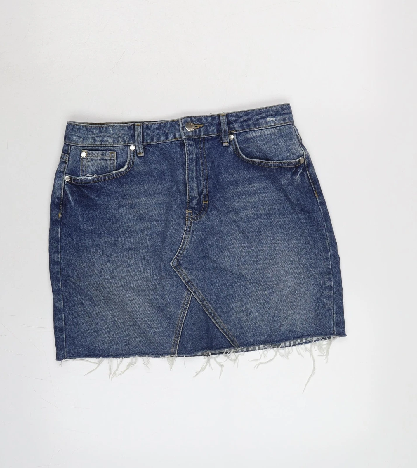 Very Womens Blue Cotton A-Line Skirt Size 30 in Zip