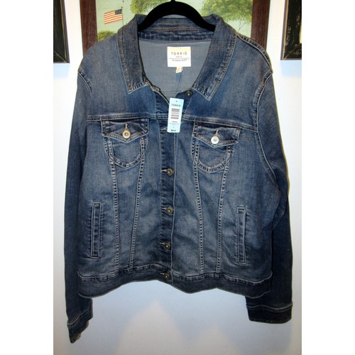Torrid Medium Wash Blue Denim Stretch Jean Jacket Women Plus Size 2 NWT