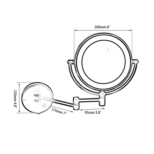Folding LED 3x Magnifying Bathroom Gold Polished Makeup Mirror Wall Mounted - Picture 2 of 8