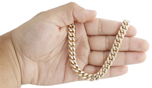 10K Gelbgold hohle Miami kubanische Gliederkette 8,75 mm Box Verschluss Halskette 20"-24" - Bild 6 von 9