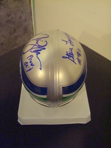 Jim Zorn & Largent AUTOGRAPHED SEATTLE SEAHAWKS TB Mini Helmet SIGNED HOF JSA CE - Picture 3 of 6