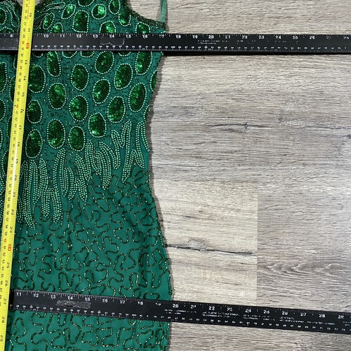 Vestido vintage Land Mark para mujer grande 100 % seda pura jade verde lentejuelas cuentas años 90 - Imagen 11 de 19