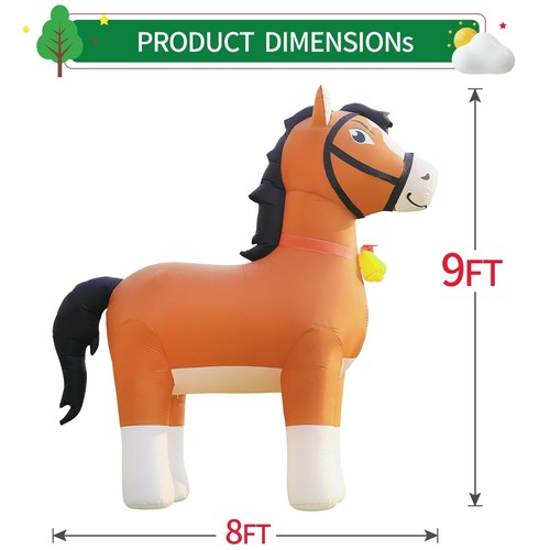 9FT Clydesdale Horse Inflatables Christmas Spring, Farm Ranch Giant Blow up A... - Bild 4 von 6