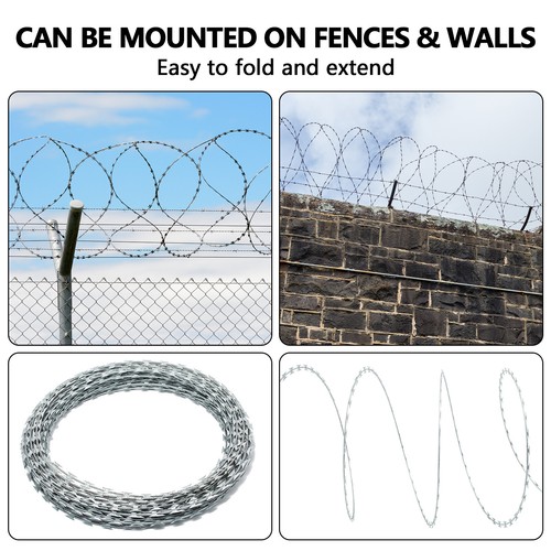 Lojok 3 Sizes Razor Barbed Wire for Fence, Farm, Garden, Home - Picture 5 of 28