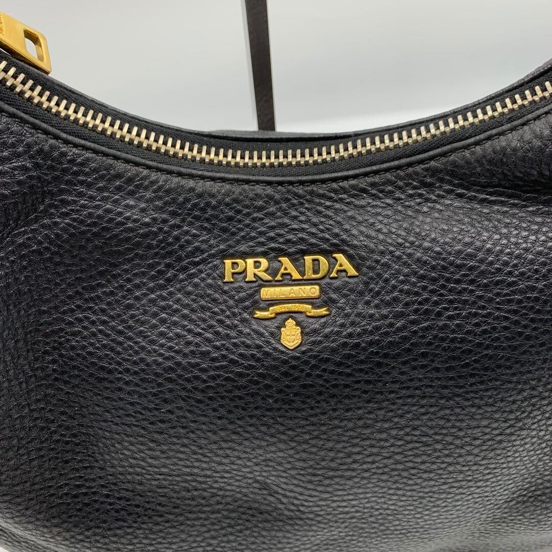 PRADA Women's Shoulder Bag Hobo Handbag Leather Black PRADA Women's Shoulder Bag Hobo Handbag Leather Black