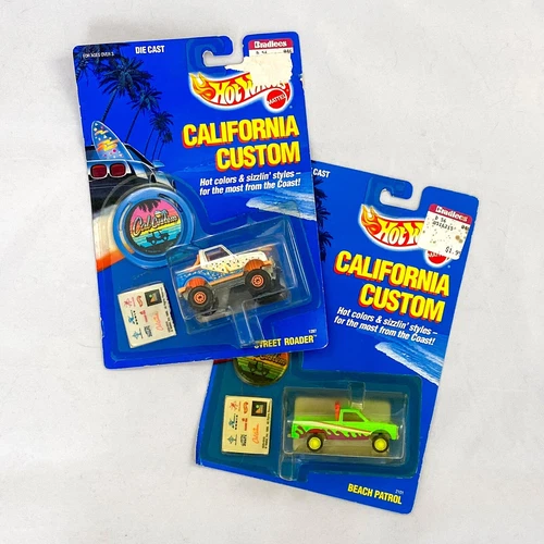 HotWheels California Custom Street Roader + Beach Patrol, VTG Mattel '89, Unopen