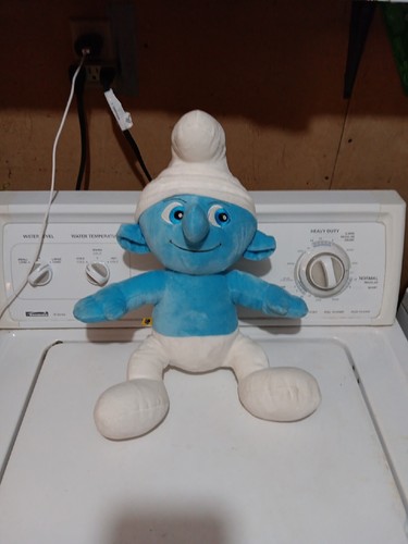 2011 Build a Bear BAB Clumsy Smurf 18" Plush Blue White Stuffed Animal Logo Tags - Picture 1 of 11