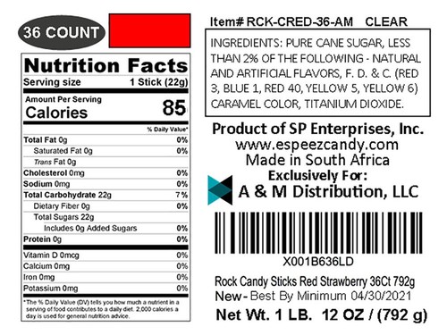 Rock Candy Sticks Red Strawberry 36Ct 792g - Picture 5 of 7