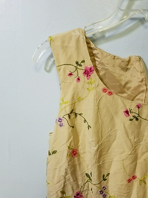 Robe B Moss Taille 6 Couleur Sable à Fleurs Roses Et Violettes - Sans Manches, Occasion Très Bon état