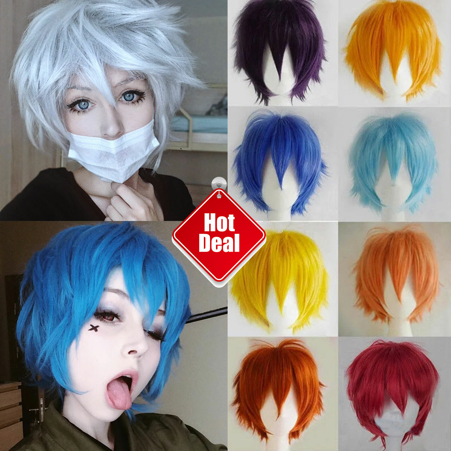 Hot High Quality Short Anime Cosplay Wigs 100% Synthetic Hair as Human Full Wigs | eBay Hot High Quality Short Anime Cosplay Wigs 100% Synthetic Hair as Human Full Wigs | eBay