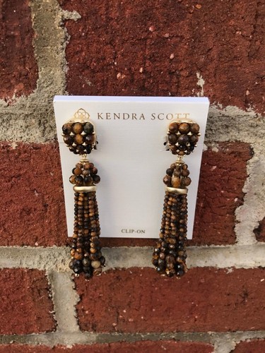 💖🌟NWT Kendra Scott Cecily Drop Statement Earrings in Brown Tigers Eye 🌟💖 - Picture 7 of 8