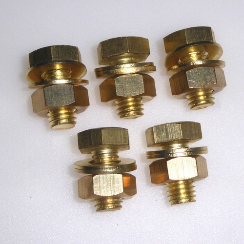 5 pernos de cabeza hexagonal de latón M10, tuerca y lavadora (2) 10 x 20 mm