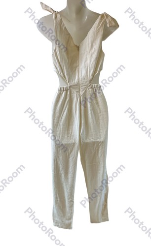 Urban Outfitters UO Linen Beverly Cutout Jumpsuit in Ivory Size XSMALL NWT - Picture 5 of 10
