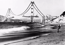 1936 SAN FRANCISCO GOLDEN GATE BRIDGE CONSTRUCTION~NEW 24"x35" LARGE WALL POSTER