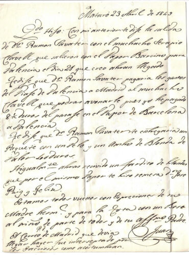 Spain: 1849; Good cover Mataro to Madrid, Mark A28, in red, Used, EBES127 - Picture 2 of 2