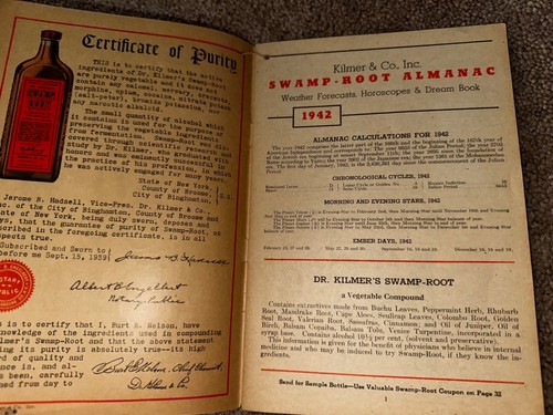 1942 SWAMP ROOT ALMANAC & DREAM BOOK Dr Kilmer Pharmacy Horoscope Corning, Iowa - Bild 2 von 9