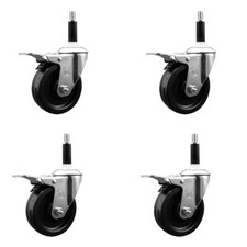 4 Inch Phenolic Swivel 7/8 Inch Expanding Stem Caster Set Total Lock Brake