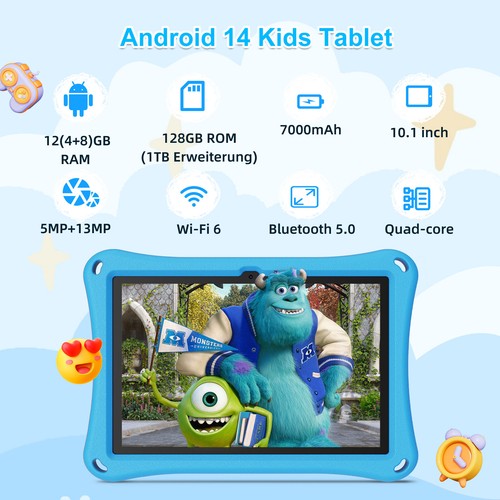 Kids Tablet 10inch Android 14 Tablet for Kids 12GB+128GB 5GWiFi Parental Control - Picture 2 of 13