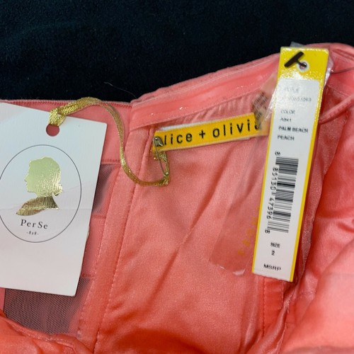 Alice + Olivia korallenrosa Tweed Bustier Style Kleid Größe 2 Neu mit Etikett - Bild 6 von 6