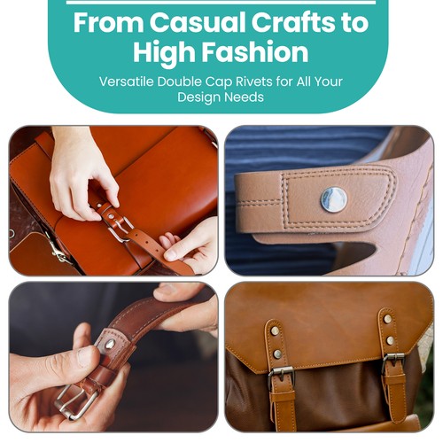 100pcs Double Cap Rivets Studs Leather Craft Repair Tubular Stud 4mm-15mm - Picture 12 of 37