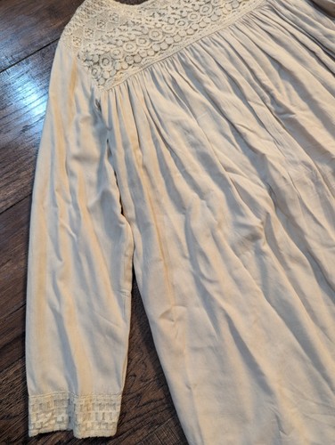 Crosstree Lane Women's Khaki Beige Crochet Tassel Boho Hippie Tunic Lined Size L - Picture 15 of 18