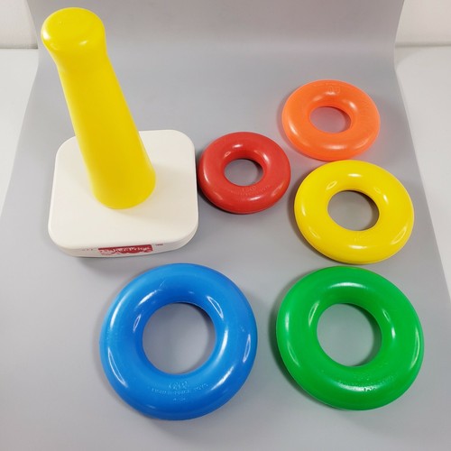 Vtg Fisher Price Rock A Stack 1050 Stacking Rings Rainbow Plastic Cognitive Toy - Picture 9 of 18