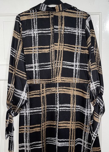 ZARA BLACK ECRU OVERSIZED CHECK PRINT COLLARED SHIRT DRESS WITH BOW SIZE S - Picture 12 of 12