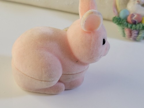 Osterhase Hase Eierkorb Halskette Ohrringe beflockt Keramik Kunststoff Posten - Bild 7 von 11