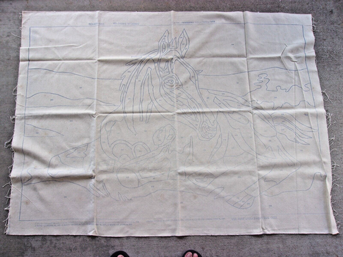 VTG Aunt Lydia's LARGE 34x48 Punch Needle Fabric Cloth Colt Pattern Needlework - Picture 7 of 20