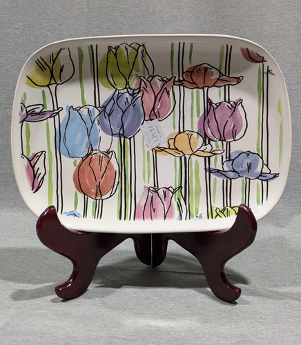 CERAMICHE NOI MADE IN ITALY 13" Rechteckige Servierplatte Tulpen Floral