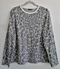 SHEIN Womens Gray Animal Print Long Sleeve Tshirt Top Size XL