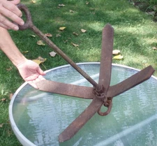 PRIMITIVE ANTIQUE GRAPPLE HOOK SYTLE BOAT SHIP ANCHOR NAUTICAL MARITIME FISHING