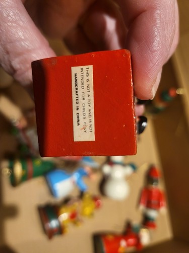 Set 14 Vintage Painted Wooden Christmas Ornaments Angel Santa Snowman + - Picture 24 of 24