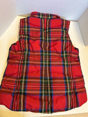 Lands End Plaid Vest Red Puffer Womens M 10-12 - Picture 2 of 4