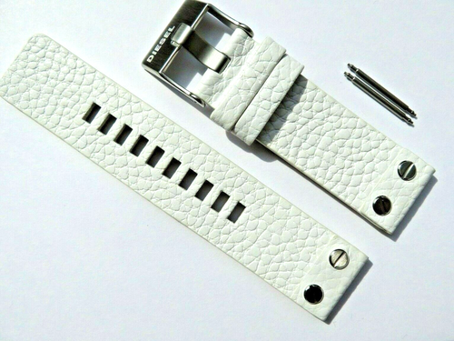 DIESEL Original Ersatzband Lederarmband DZ1755 Uhrband Weiß watch strap 24 mm