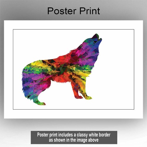 Colorido Acuarela Perro Lobo Enmarcado y Sin Enmarcar Estampado Arte de Pared A3 A4 A5 - Imagen 8 de 14
