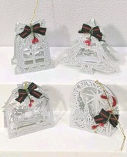 Bell Tree Church Mary Joseph Camels Christmas Ornaments White Metal Open Design
