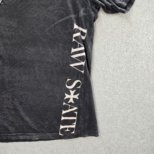 VINTAGE Raw State Men Shirt XL Black Grunge Cross Angel Wings MMA Y2K Tee READ - Picture 10 of 10