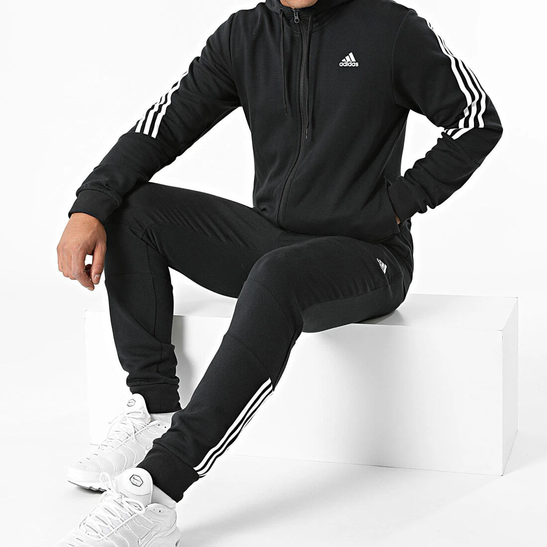 Mens Adidas Tracksuit Bottoms Hoodie Joggers Black White Fleece Trousers  Pants