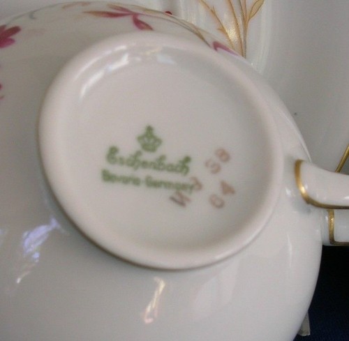 Vintage 2 sets Eschenbach Bavaria Germany porcelain cups& saucers Clarice 1930's - Picture 6 of 8