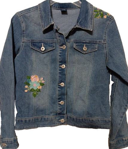 Arizona Girls Jean Jacket Size 16 (XL) Embroidered Denim Front & Back Print NWT - Picture 3 of 11