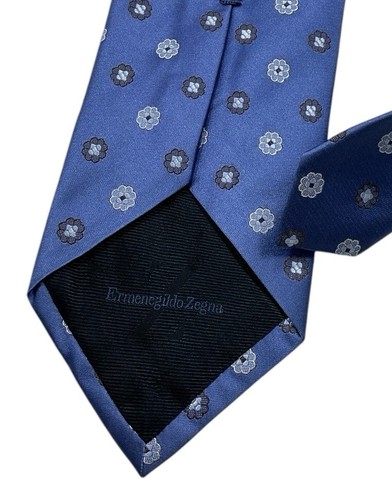 ERMENEGILDO ZEGNA Blue Floral Silk LUXURY Tie ITALY - Picture 5 of 5