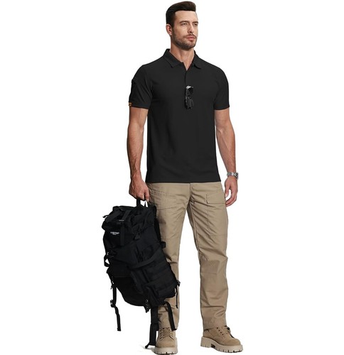 Men's Tactical Polo T-Shirt Quick Dry Combat Short Sleeve Team Work Casual Shirt - Picture 5 of 28