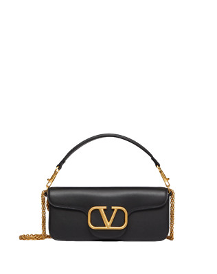 【関税&送料込】Valentino Garavani Bags Black VALENTINO GARAVANI Loco $2950 Black Leather Shoulder Bag New