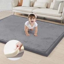 Baby Play Mat for Floor 1.3" Thick Memory Foam Play Mat 59"×71" Tummy Time Cr...