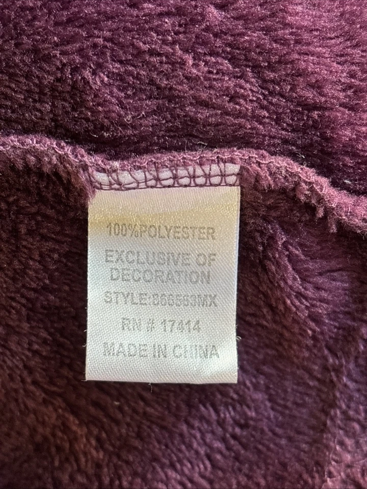 Miss Elaine 紫色全拉链前毛绒抓绒浮雕躺椅长袍尺寸 2X — 第 4/4 张图片