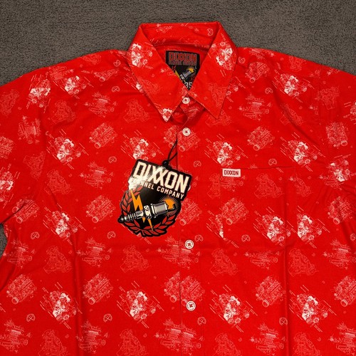 Dixxon Flannel Company Shirt Mens Large Red The 350 Engine Print Button Up NWT - Picture 2 of 10