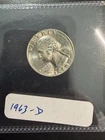 1963 D Washington Quarter BU Uncirculated Mint State 90% Silver 25c US Coin
